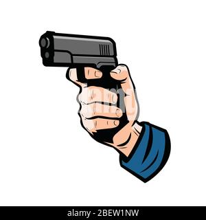 Gun in hand. Firearm, weapon vector illustration Stock Vector