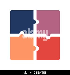 Four piece flat puzzle round infographic presentation. 4 step circle business diagram. Four section compare service banner. Vector illustration templa Stock Vector