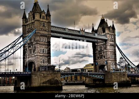 Tower Bridge, London, Under Stormy Skies Stock Photo