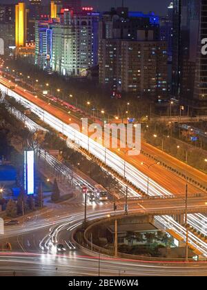 elevated view of the second ring road in Beijing Stock Photo