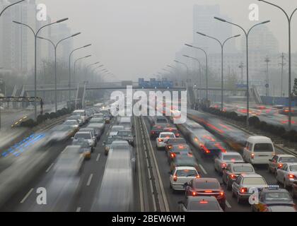 elevated view of the second ring road in Beijing Stock Photo