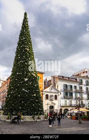 A big Christmas tree in Salerno historic center. Salerno, Campania, December 2019 Stock Photo