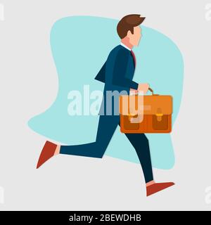 businessman running holding bag isolated vector illustration Stock Vector