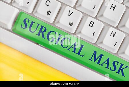 Handwriting text writing Surgical Mask. Conceptual photo worn by health professionals during surgery and during nursing Stock Photo