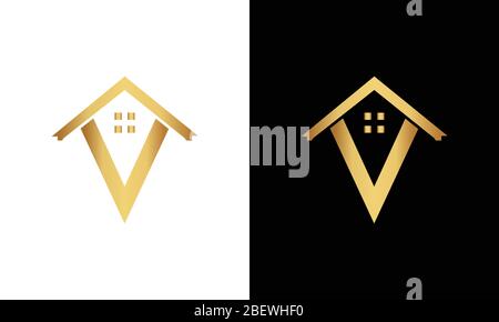 V letter roof shape logo. Real estate logo Stock Vector