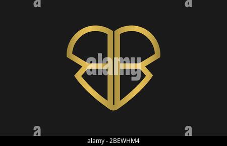 Heart Shaped Letter B or Letter BB Iconic Logo Design, logo design for wedding invitation, wedding name and business name. Stock Vector