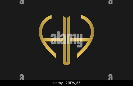 Heart Shaped Letter H or Letter HH Iconic Logo Design, logo design for wedding invitation, wedding name and business name. Stock Vector