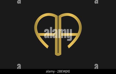 Heart Shaped Letter A or Letter AA Iconic Logo Design, logo design for wedding invitation, wedding name and business name. Stock Vector