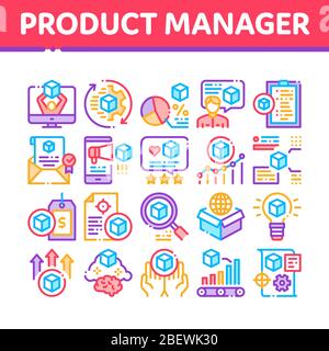 Product Manager Work Collection Icons Set Vector Stock Vector