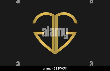 Heart Shaped Letter G or Letter GG Iconic Logo Design, logo design for wedding invitation, wedding name and business name. Stock Vector