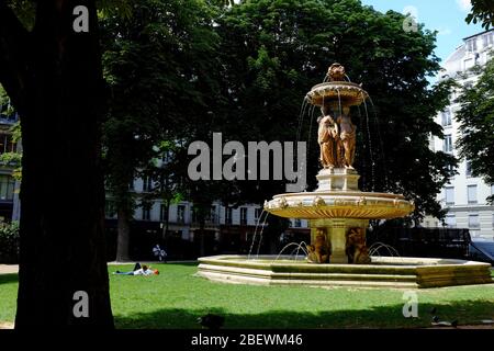 Louvois Fountain in Louvois Square.Paris.France Stock Photo