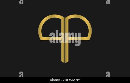 Heart Shaped Letter P or Letter PP Iconic Logo Design, logo design for wedding invitation, wedding name and business name. Stock Vector