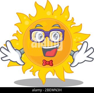 Mascot design style of geek summer sun with glasses Stock Vector