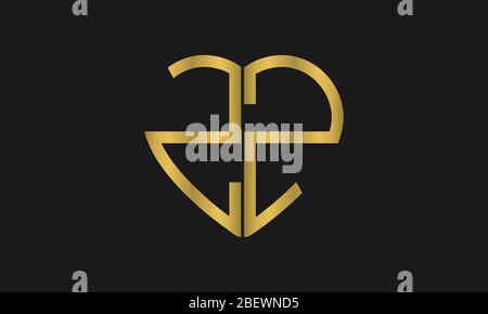 Heart Shaped Letter Z or Letter ZZ Iconic Logo Design, logo design for wedding invitation, wedding name and business name. Stock Vector