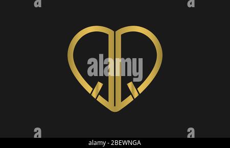 Heart Shaped Letter Q or Letter QQ Iconic Logo Design, logo design for wedding invitation, wedding name and business name. Stock Vector