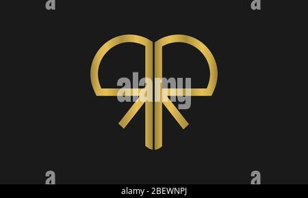 Heart Shaped Letter R or Letter RR Iconic Logo Design, logo design for wedding invitation, wedding name and business name. Stock Vector