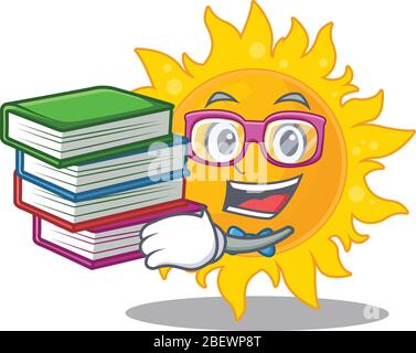A diligent student in summer sun mascot design concept with books Stock Vector