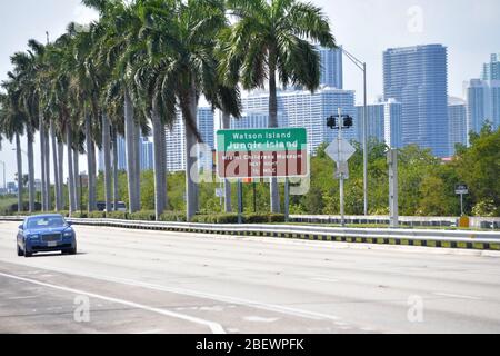 MIAMI BEACH, FL - APRIL 10: COVID-19: Miami Beach has an Eerie calm and quiet to it as tourist attractions and hot spots like Ocean Drive, Lincoln Road, The Design District and the Wynwood Art District all are empty as businessÕs and Florida economy come to a total halt after Florida Gov. Ron DeSantis orders all entertainment venues, restaurants, and beaches to close in Dade, Broward and Palm Beach Counties in the name of public safety an in an effort to slow the spread of the Coronavirus on April 10, 2020 in Miami Beach, Florida People: Miami Children's Museum Stock Photo