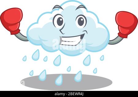 A sporty boxing athlete mascot design of cloudy rainy with red boxing gloves Stock Vector