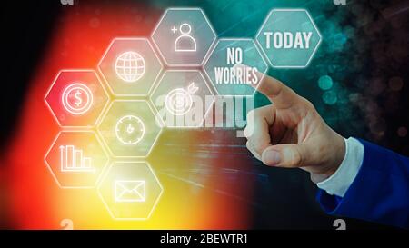 Writing note showing No Worries. Business concept for an expression used to say that everything is all right Stock Photo