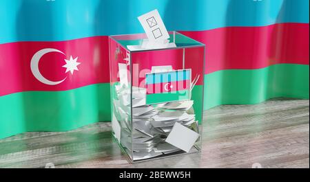 Azerbaijan - ballot box - voting, election concept - 3D illustration Stock Photo