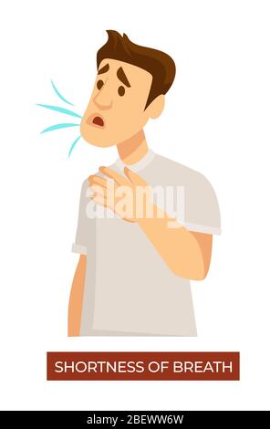 Shortness of breath, man with symptoms of coronavirus Stock Vector