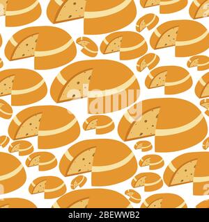 Cheese cut, dairy product portion seamless pattern vector Stock Vector