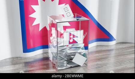 Nepal - ballot box - voting, election concept - 3D illustration Stock Photo