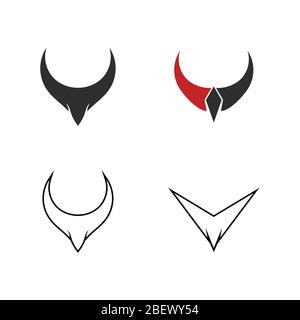 Set of horn logo template, icon and symbol of horned animals graphic vector, isolated on white background. Stock Vector