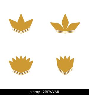 Crown logo vector flat icon set, Royal King Queen symbol Logotype concept luxury design. isolated on white background. Stock Vector