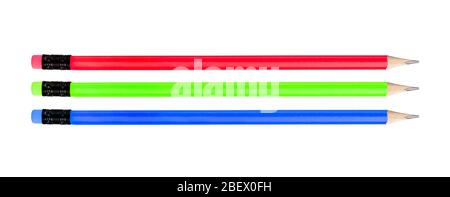 Colorful graphite pencils on white background Stock Photo