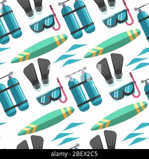 Scuba Diving seamless pattern. Snorkeling endless background. Vector ...