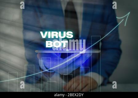 Handwriting text writing Virus Bot. Conceptual photo malicious selfpropagating malware designed to infect a host Stock Photo
