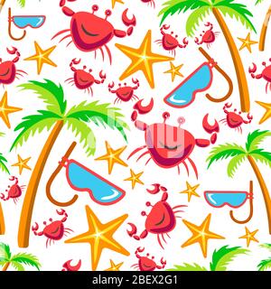 Summer plants and animals, tropical seamless pattern vector Stock Vector