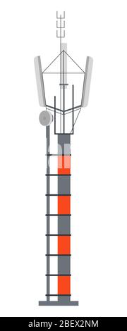 Tower station for signal transmitting, broadcasting system icon Stock Vector