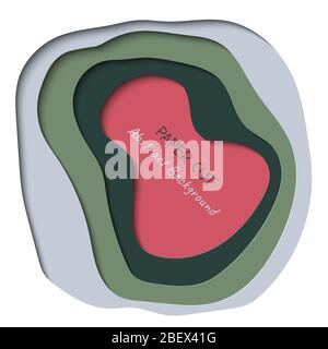 Abstract square vector background in paper cut style with shadows and copy space for text. Paper art in trendy colors with layers, shape of waves. Realistic minmal layout template for poster, banner Stock Vector