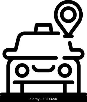 Taxi car gps location icon, outline style Stock Vector