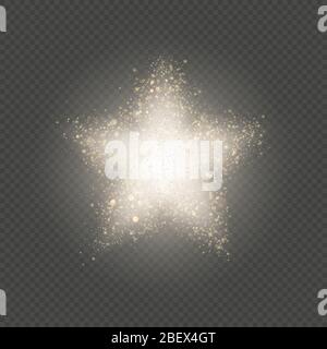 Gold star dust glitter explosion of confetti with blinking soft particles. EPS 10 Stock Vector
