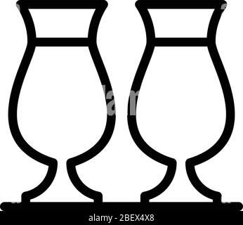 Tulip glasses icon, outline style Stock Vector