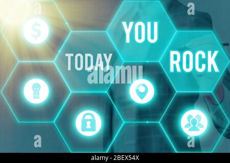 Conceptual Hand Writing Showing You Rock Concept Meaning Slang Phrase Of Praise Or Encouragement Conveying You Are Awesome Stock Photo Alamy
