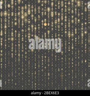 Fashion strass drops with shiny sequins. Sparkling of shimmering light blurs. Christmas and New Year effect. Gold particles lines rain. Overlay Stock Vector