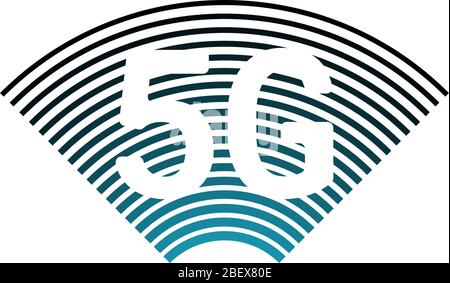 5G network connection business symbol. 5th generation wireless internet technology icon. Vector 5 G communication digital emblem blue design template isolated Stock Vector