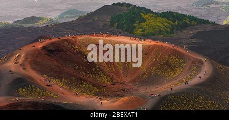 Amazing view of crater Silvestri at Mount Etna, Sicily - the highest active volcano in Europe Stock Photo