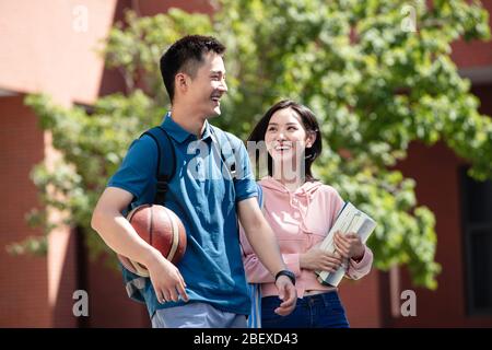 College students on campus Stock Photo