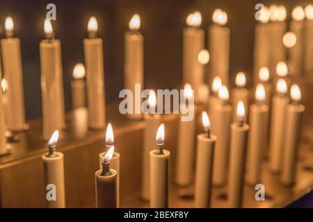 victim candles in the church Stock Photo