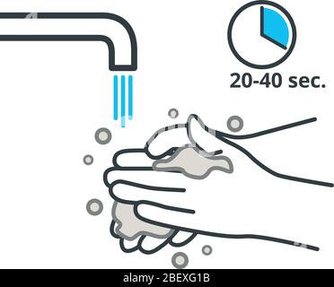 Wash your hands with soap and water frequently Stock Vector