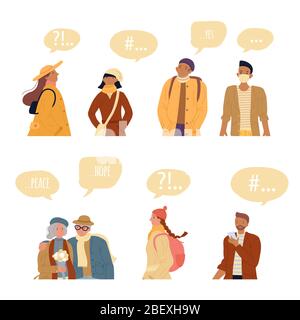 Different people character speech bubble isolated Stock Vector