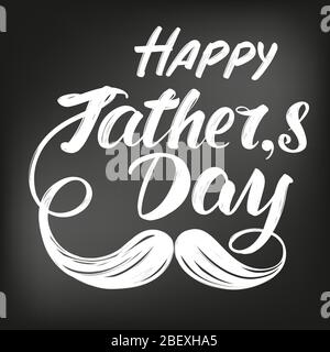 fathers day, family celebration, calligraphic text, emblem sign, hand drawn vector illustration sketch, drawn in chalk on a black board Stock Vector