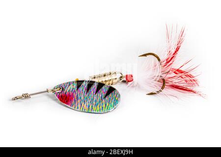 spinner lures for fishing isolated on white background, with clipping path. Stock Photo