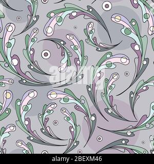 Oak leaves vector seamless pattern. Hand drawn stylized leaf nature background. Stock Vector